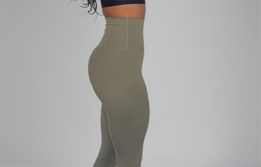 Olive green legging high-waisted without mid-seam